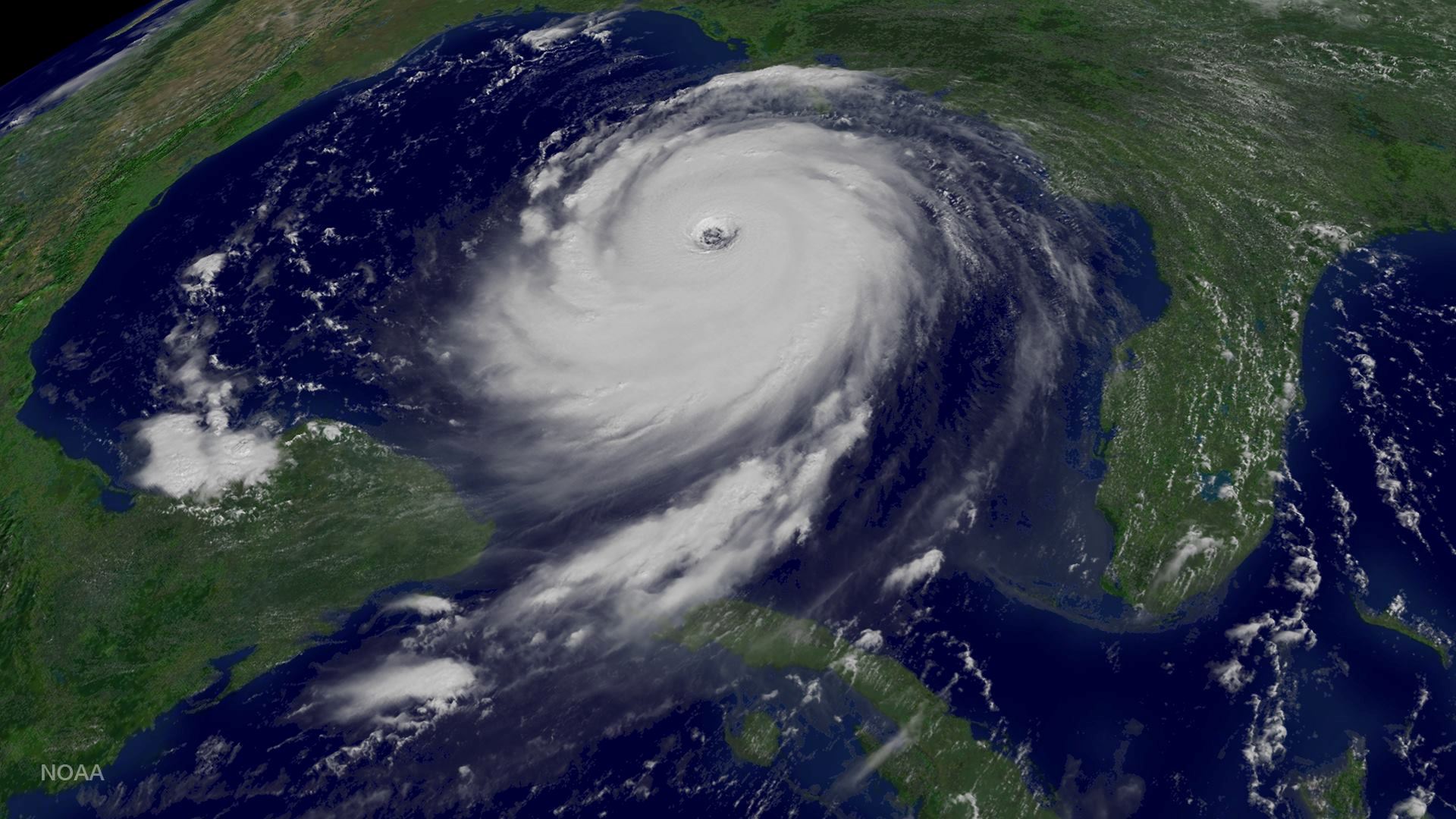 Satellite view of an active hurricane.