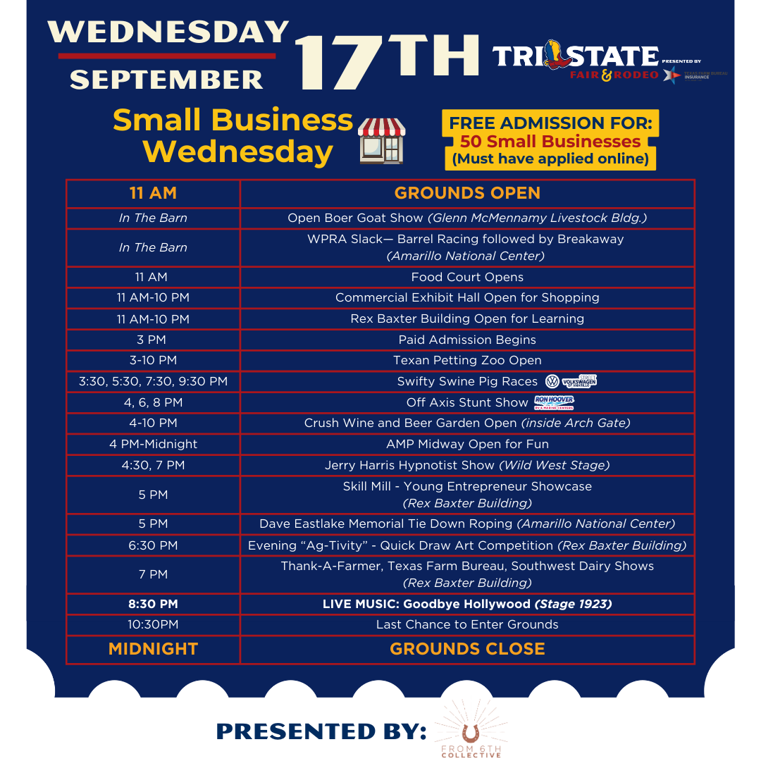 Small Business Wednesday - Amarillo Tri-State Fair @ Small Business Wednesday - Amarillo Tri-State Fair | Amarillo | Texas | United States