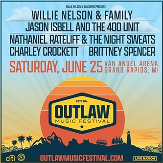 Willie Nelson, Family & Friends to Bring the Outlaw Music Festival Tour to Van Andel Arena June 25