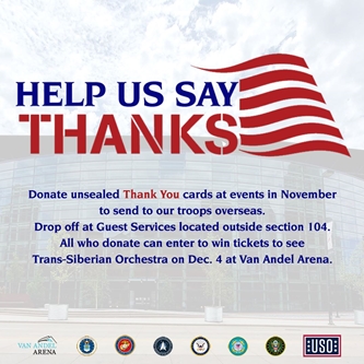 Van Andel Arena & DeVos Performance Hall Collecting Thank You Cards for Troops