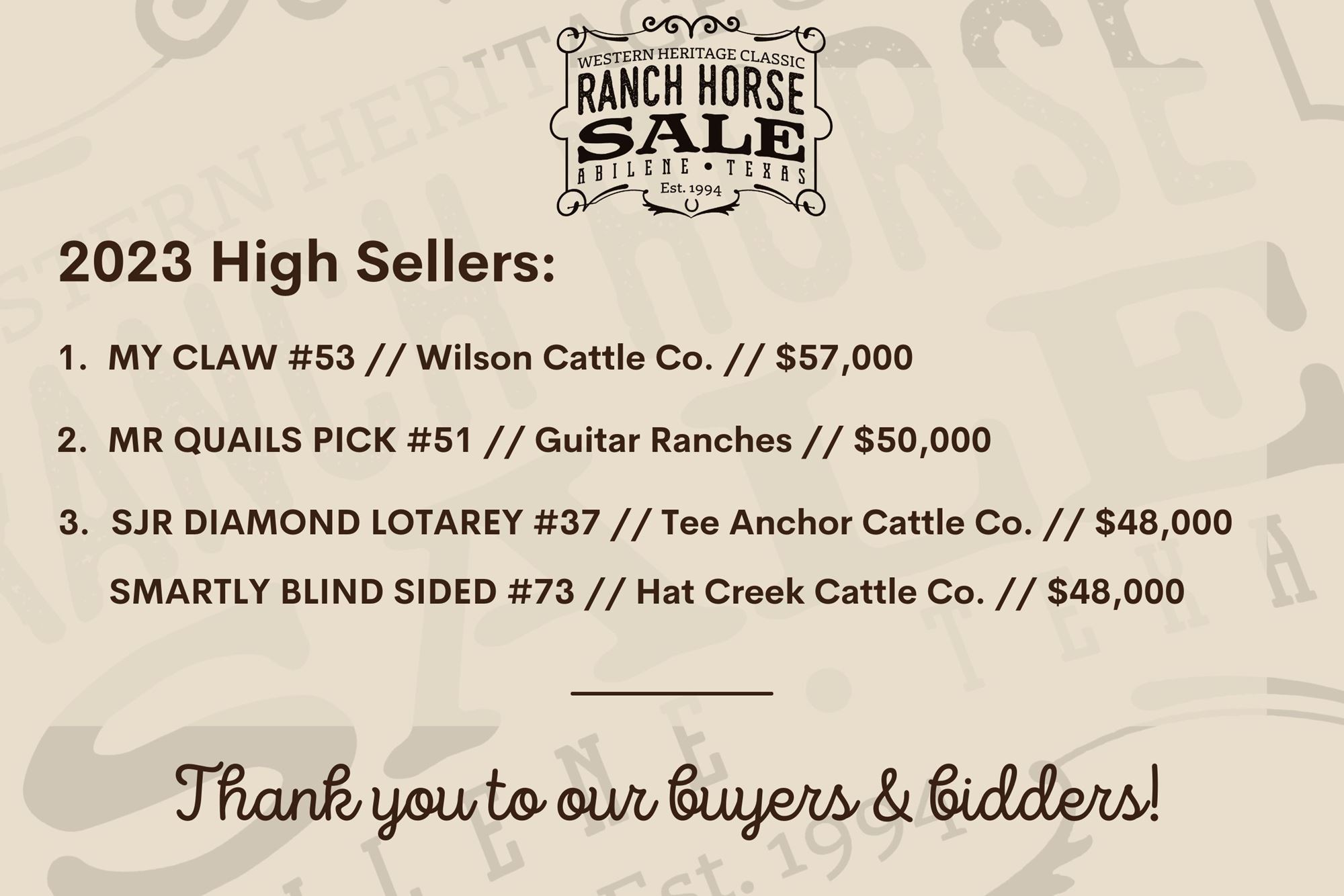 WHC Ranch Horse Sale
