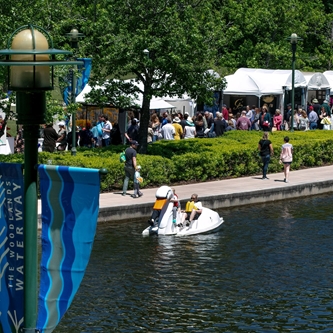 Artists booths along the Waterway